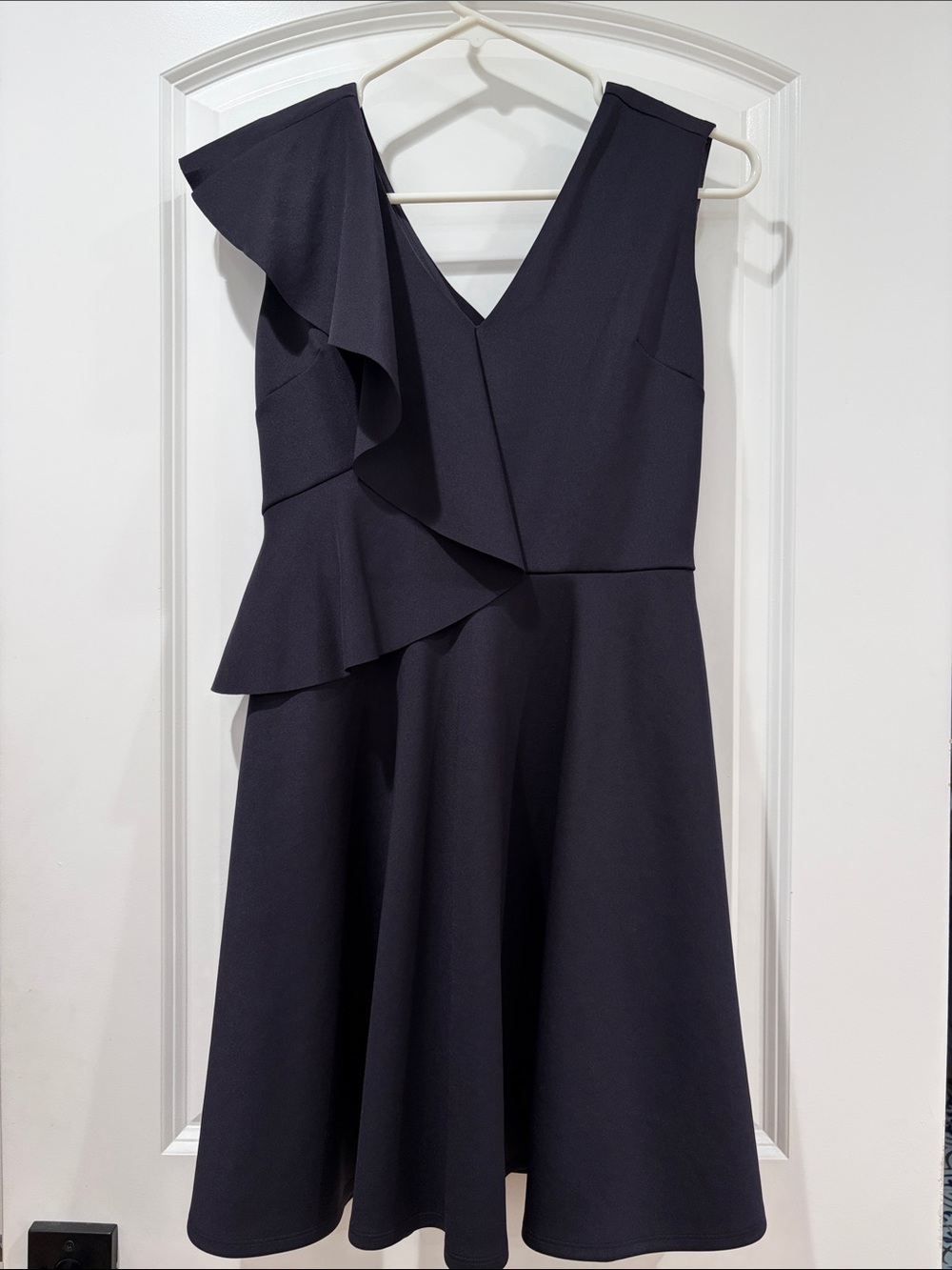 Ted Baker London One-Shoulder Black Ruffle Fit-and-Flare Dress